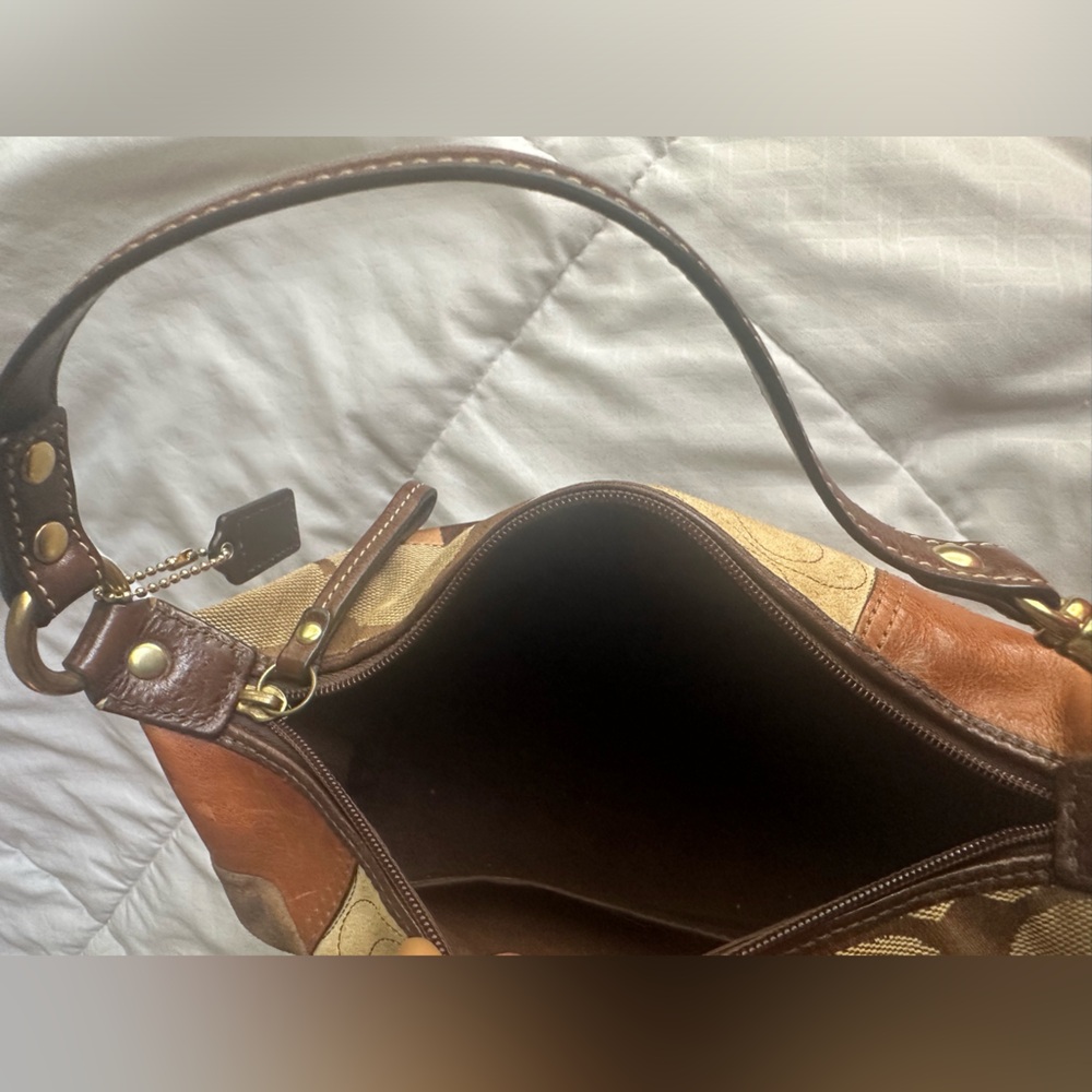 Coach Brown Patchwork Signature Leather & Canvas Shoulder Bag - Picture 5 of 5